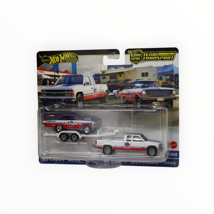 Hot Wheels '63 Chevy Nova / HW Rally Trailer / '88 Chevy Silverado 3500 - Car Culture: Team Transport (2024) #71