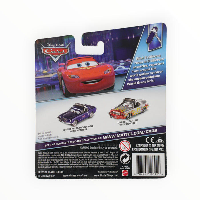 Disney Pixar Cars Brent Mustangburger with Headset - Mainline (2017)