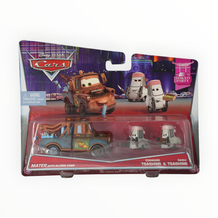 Disney Pixar Cars Mater with Allinol Cans / Edamame Tsashimi / Daisu Tsashimi - Mainline: 2-Packs (2015)
