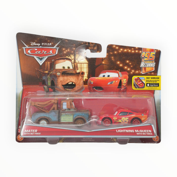 Disney Pixar Cars Mater with No Tires / Lightning McQueen with No Tires - Mainline: 2-Packs (2016)