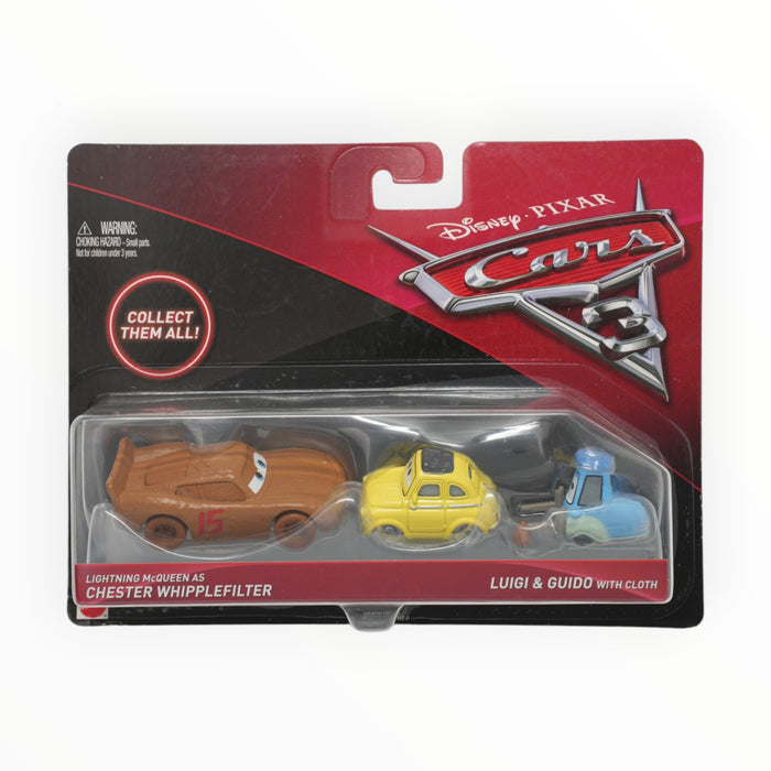 Disney Pixar Cars Lightning McQueen as Chester Whipplefilter / Luigi / Guido with Cloth - Cars 3: 2-Packs (2017)