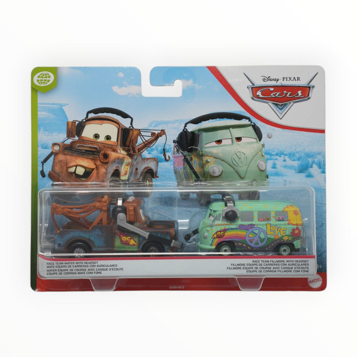 Disney Pixar Cars Race Team Mater with Headset / Race Team Fillmore with Headset - Mainline: 2-Packs (2020)