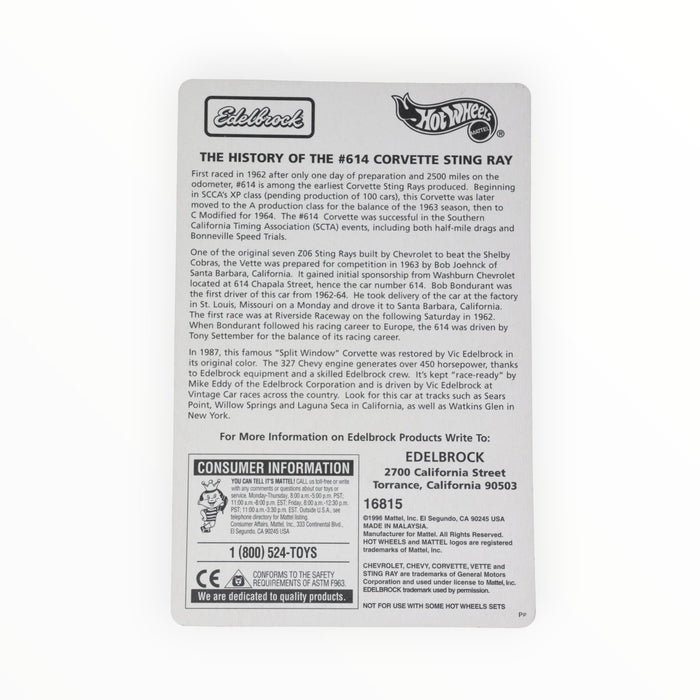 Hot Wheels 1963 Corvette Sting Ray (Edelbrock) Promo (1996)
