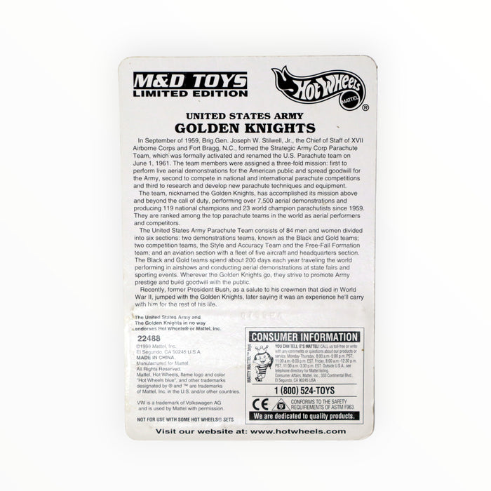 Hot Wheels VW Drag Bus (US Army Golden Knights) Promo (1999)