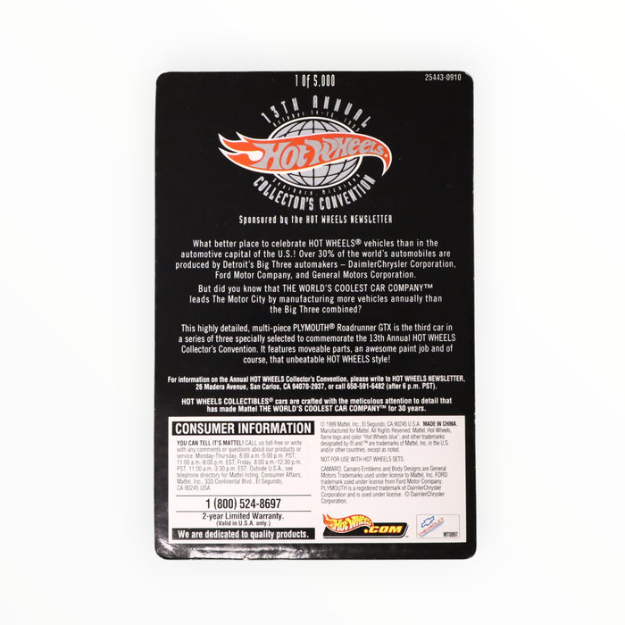 Hot Wheels Plymouth RoadRunner GTX - Collectors Convention (1999)