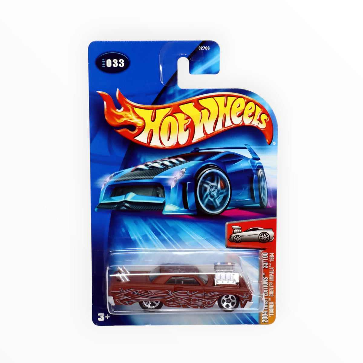 Voiture Hot Wheels 'Tooned Chevy Impala 1964 - 1ère édition N°33 De 2004, Neuf - Échelle 1:64