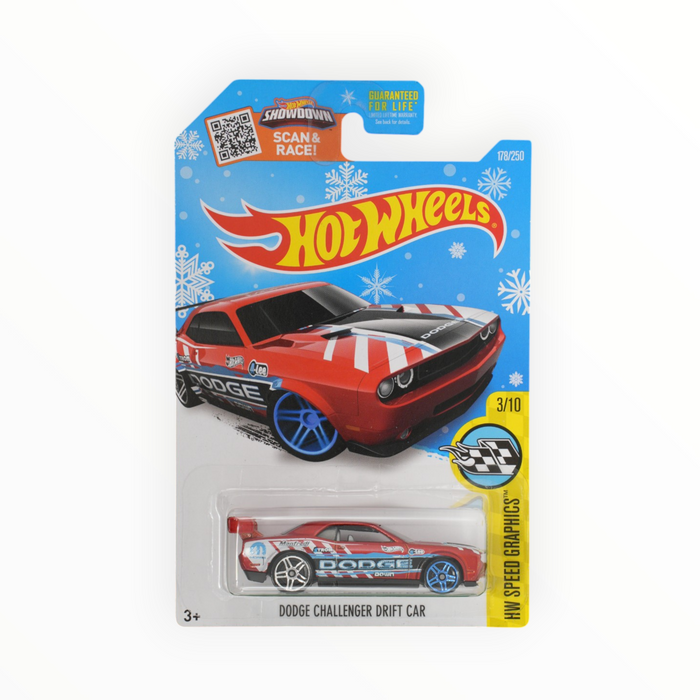 Hot Wheels Dodge Challenger Drift Car (Snowflake Card) Mainline (2016) 178/250