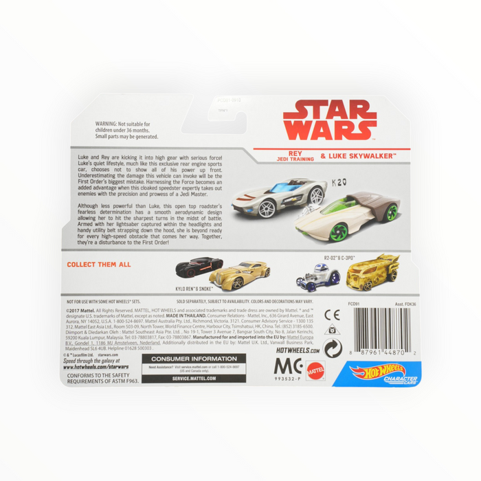 Hot Wheels Rey - Jedi Training / Luke Skywalker (The Last Jedi) Character Cars (2018)