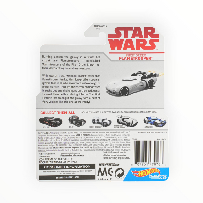 Hot Wheels First Order Flametrooper (White Card) Character Cars
