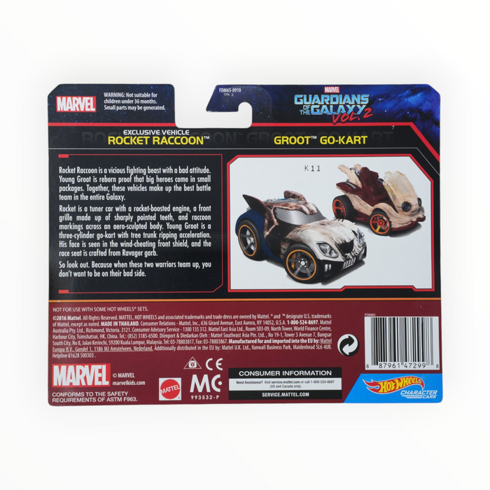 Hot Wheels Rocket Raccoon / Groot Go-Kart (Battle Damaged) Character Cars (2017)