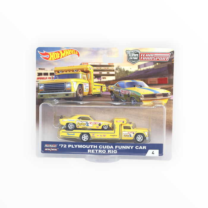 Hot Wheels '72 Plymouth Cuda Funny Car / Retro Rig - Car Culture: Team Transport (2018)