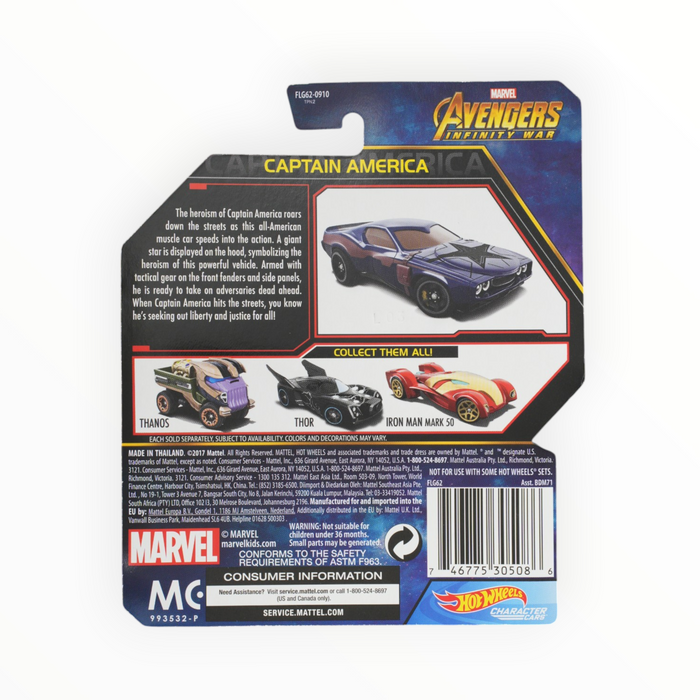 Hot Wheels Captain America (Avengers) Character Cars (2018)