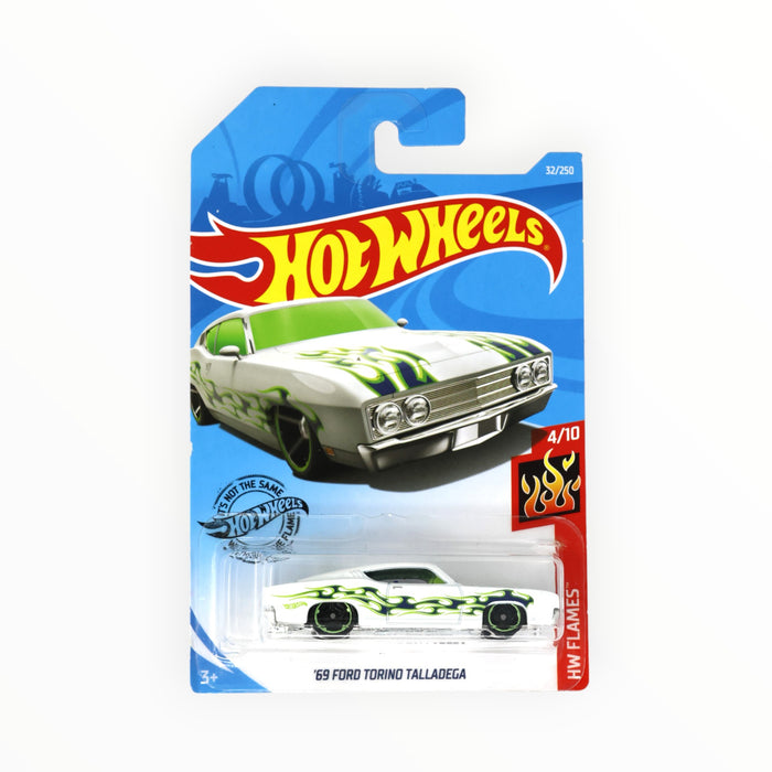 Hot Wheels '69 Ford Torino Talladega (White w/Green) - Mainline (2019) 32/250