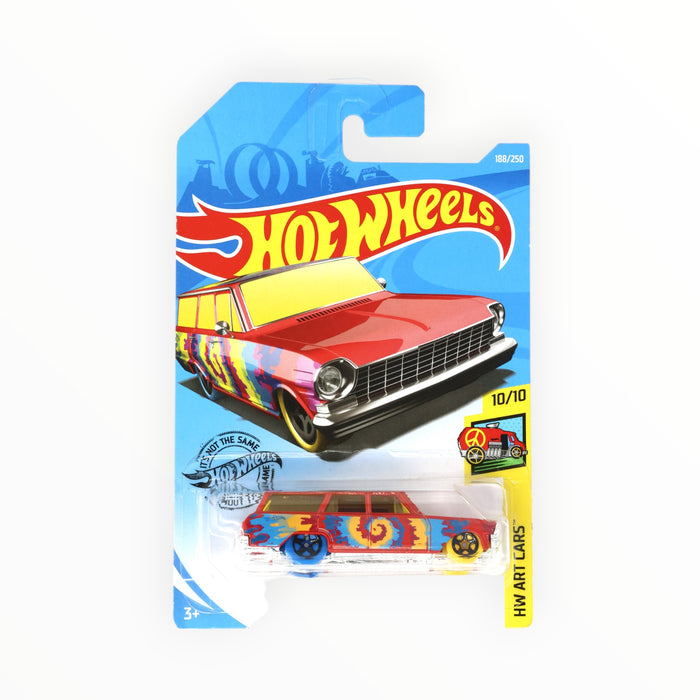 Hot Wheels '64 Chevy Nova Wagon (Red Tie Dye) - Mainline (2019) 188/250