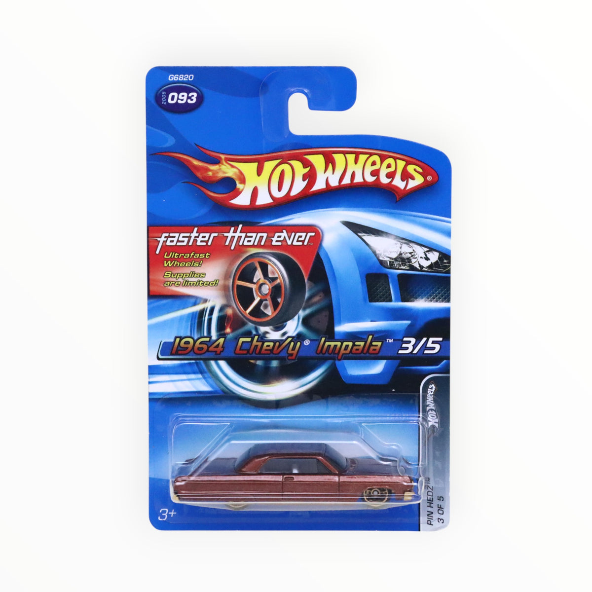 Hot Wheels Pin Hedz 2005 – 1964 Chevy Impala Sammler-Nadel, Limitiertes Hot-Wheels-Sammlerstück, Nr. 093
