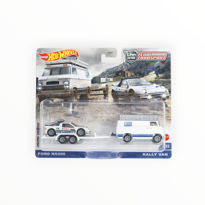 Hot Wheels Ford RS200 / Rally Trailer / Rally Van - Car Culture: Team Transport (2021)