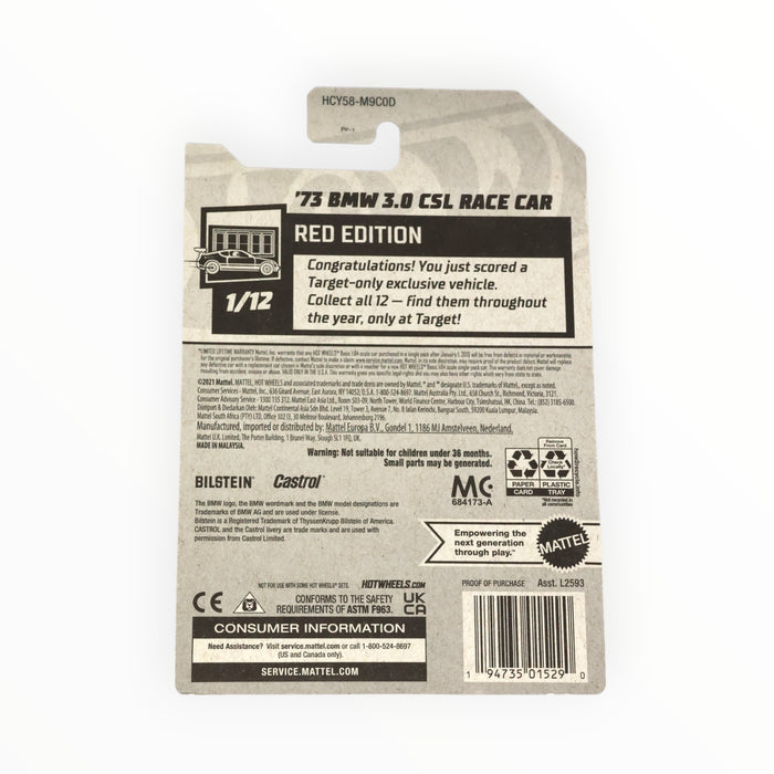 Hot Wheels '73 BMW 3.0 CSL Race Car (Red Edition) Mainline (2022) 34/250