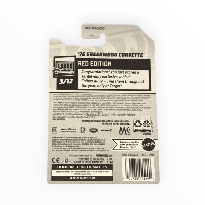 Hot Wheels '76 Greenwood Corvette (Red Edition) Mainline (2022) 21/250