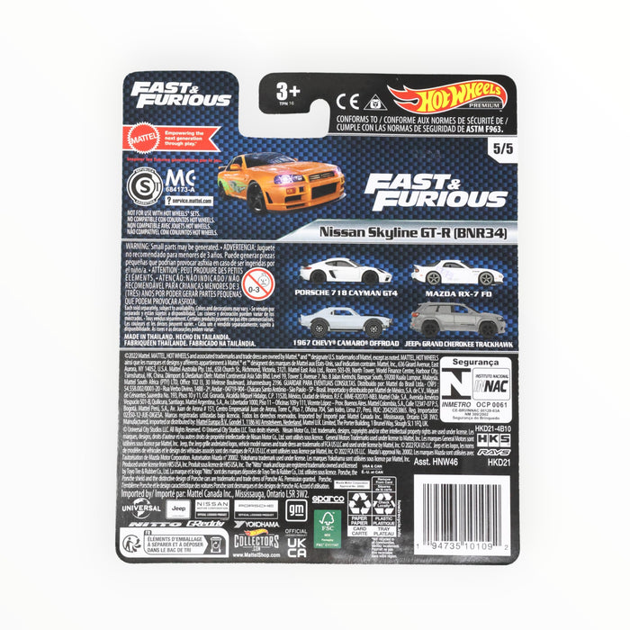 Hot Wheels Nissan Skyline GT-R (BNR34) - Fast & Furious Premium (2023) 5/5