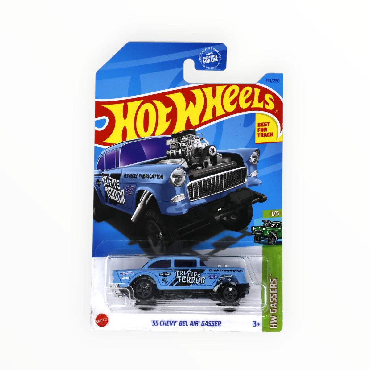 Hot Wheels 1/64 - 55 Chevy Bel Air Gasser #1/5 Mainline 2023, Jaune, Neuf