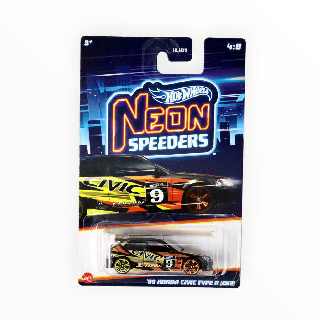 6x 2023 Hot popular Wheels Neon Speeders ’99 Honda Civic Type R (EK9) & ’17 Nissan GT-R