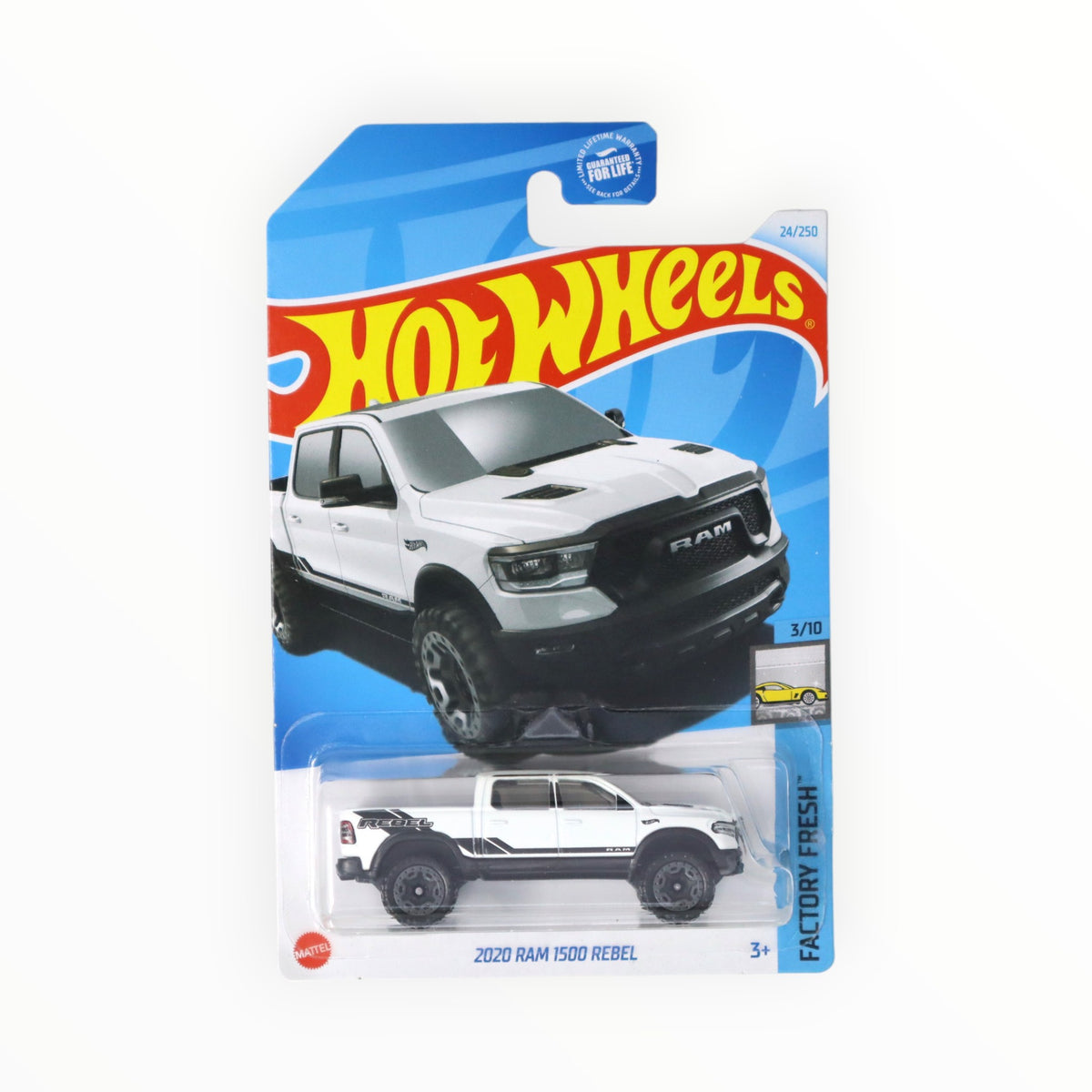 Hot Wheels - 2020 RAM 1500 Rebel - Factory Fresh 3/10 - HTD63 - Carte courte - Camion pick-up - Noir - Mattel 2024-1:64