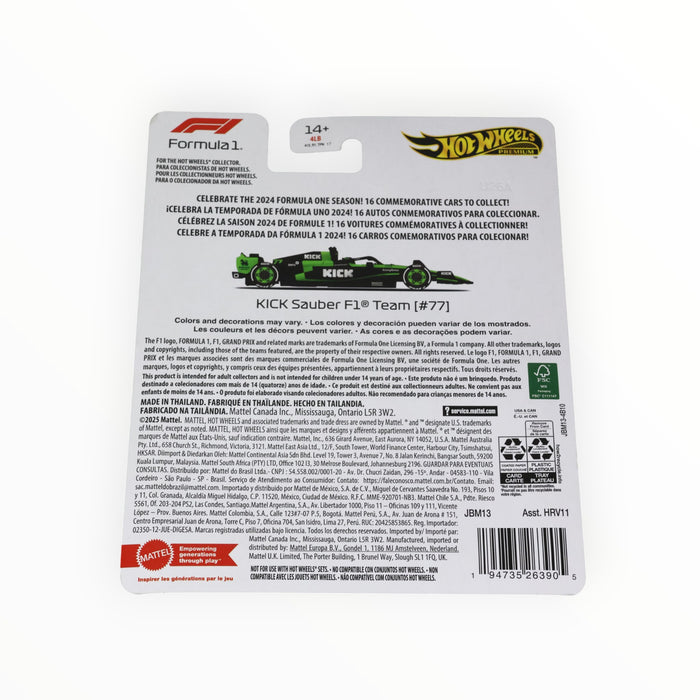 Hot Wheels KICK Sauber F1 Team (#77) (Valtteri Bottas) Formula One Collection (2025)