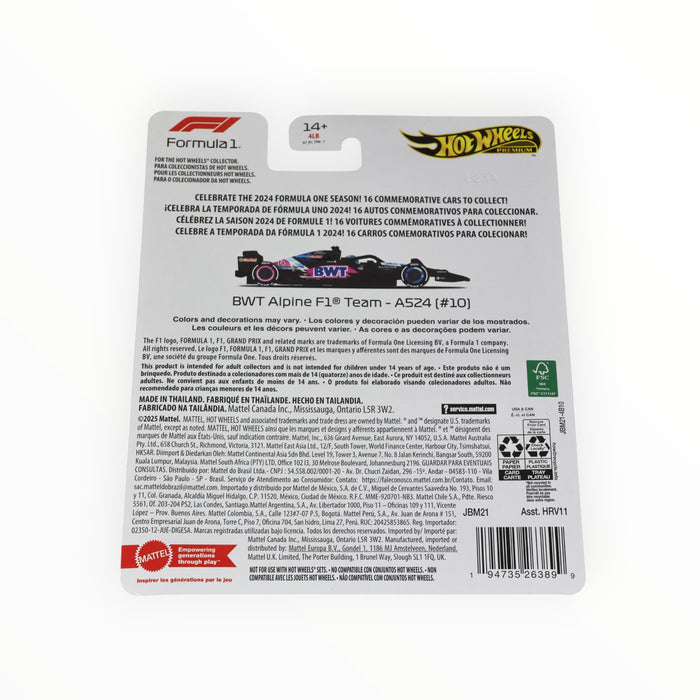 Hot Wheels BWT Alpine F1 Team - A524 (#10) (Pierre Gasly) Formula One Collection (2025)