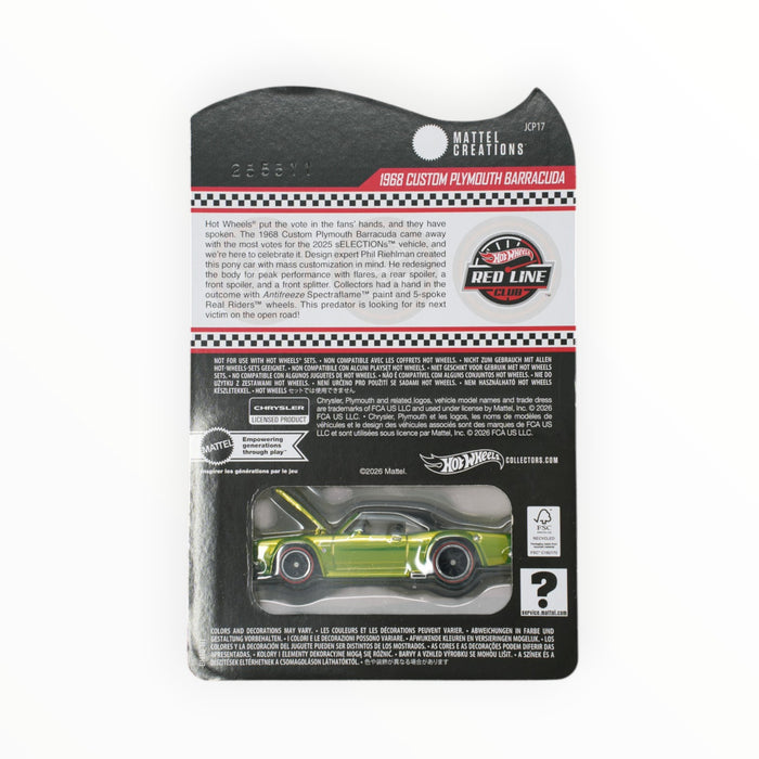 Hot Wheels 1968 Custom Plymouth Barracuda - RLC (2025)