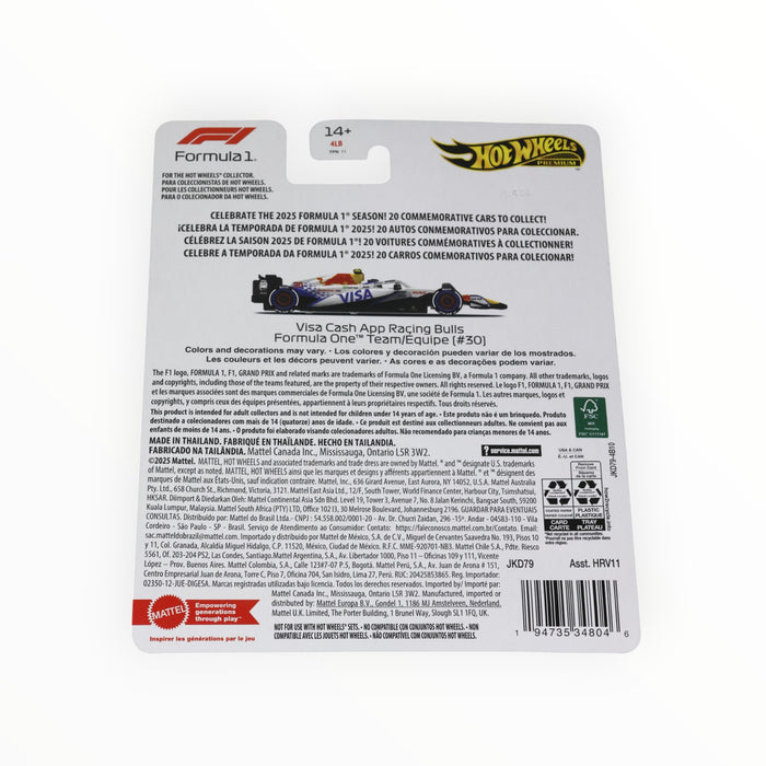 Hot Wheels Visa Cash App Racing Bulls Formula One Team (#30) (Liam Lawson) Formula One (2026)