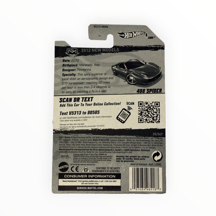 Hot Wheels 458 Spider - Mainline (2012) 25/247