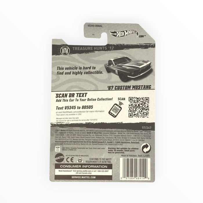 Hot Wheels '67 Custom Mustang (Treasure Hunt) Mainline (2012) 57/247