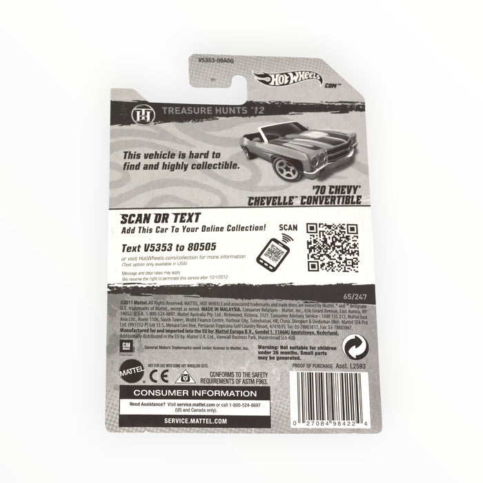 Hot Wheels '70 Chevy Chevelle Convertible (Treasure Hunt) Mainline (2012) 65/247
