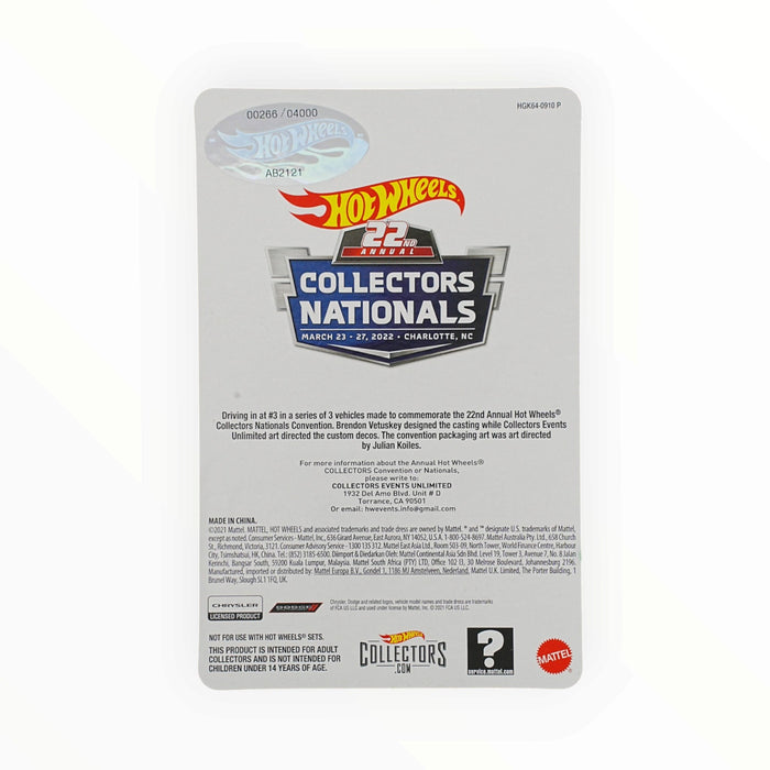 Hot Wheels 1969 Dodge Charger R/T - Collectors Nationals (2022) Low Number # 266/4000
