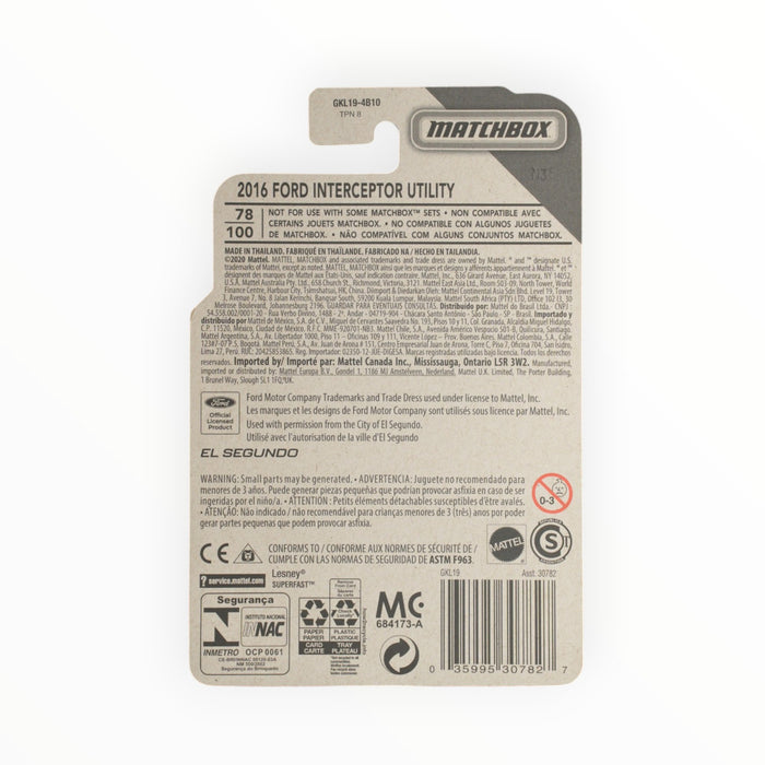 Matchbox 2016 Ford Interceptor Utility - Mainline (2020) 78/100